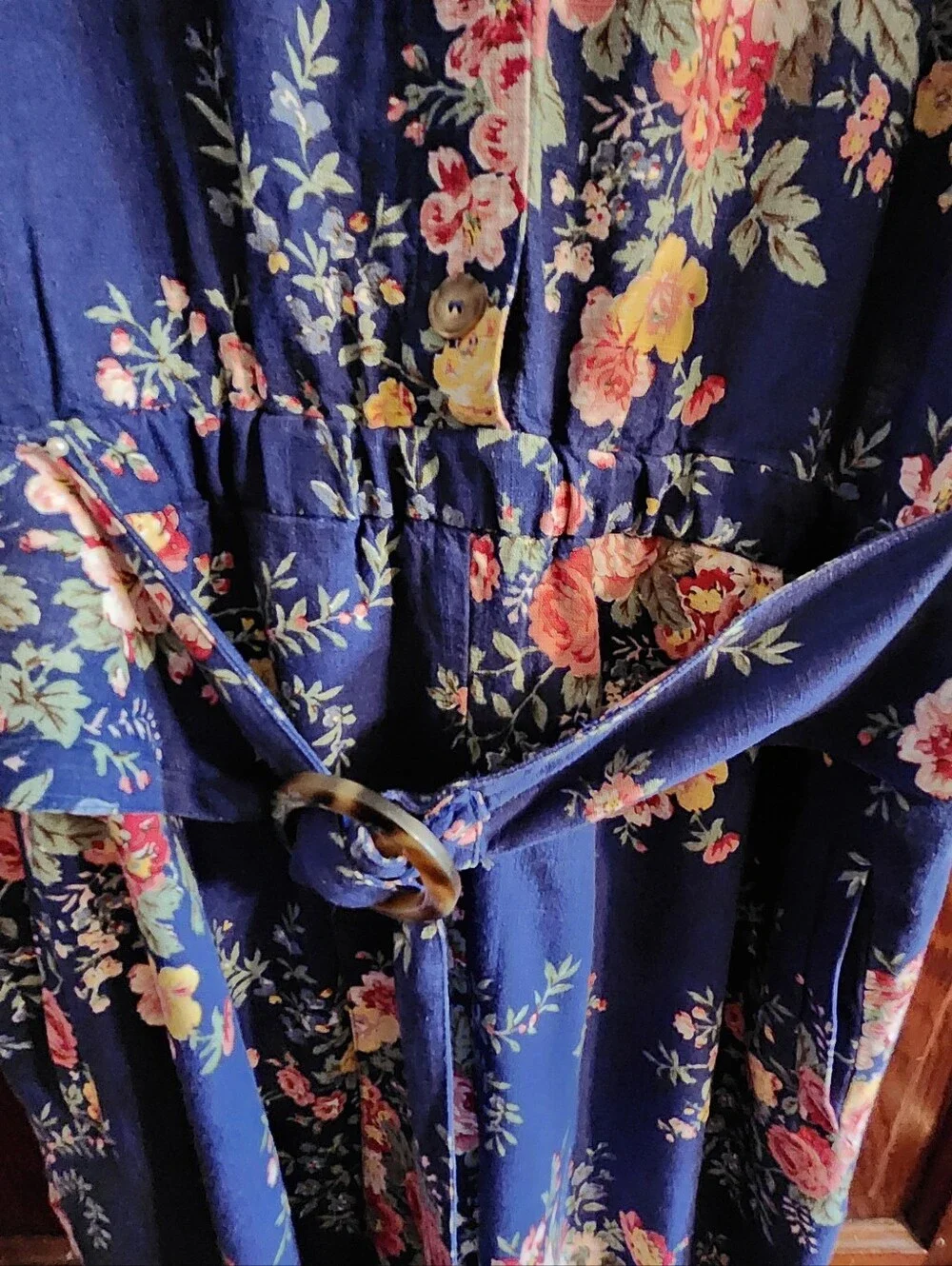 Sezane Navy Floral Linen Blend Romper